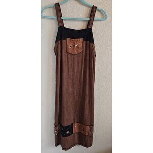 NAPA Valley Petites Size S Sundress  Embroidered Patchwork Buttons Hippie  BOHO